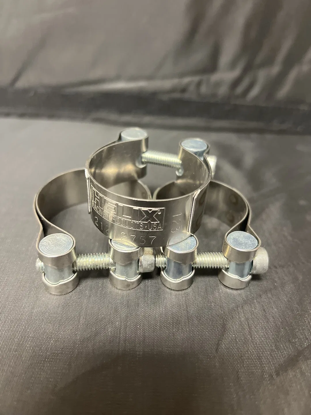 212-2757 – HELIX RACING Exhaust Clamp, 1.56 To 1.70 Inch Diameter Band Clamp Stainless Steel Single With Hex Key Sock...
